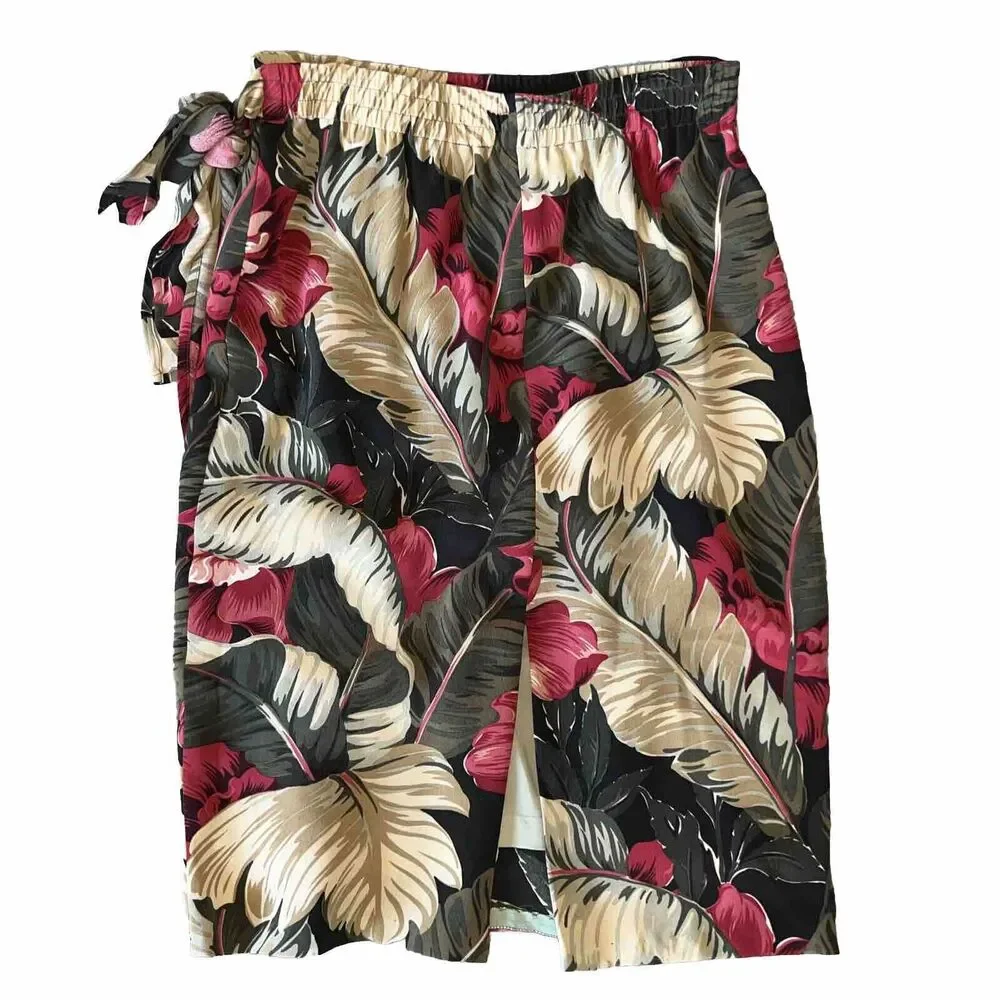 Dana Buchman Vintage Womens 4 100% Silk Floral Wrap & Tie Lined Skirt - Picture 2 of 8